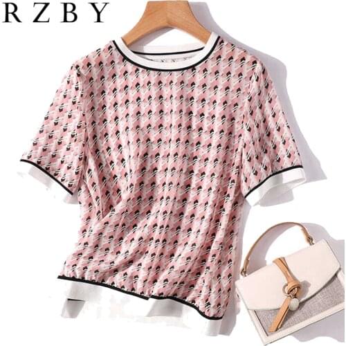European Print Women T-shirt loose short sleeve Camisetas De Mujer Printed Lady Fashion Tops Summer2021 New Style RZBY492