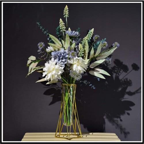 Fake Flowers with Vase, Blue Hydrangea Artificial Flowers , Faux Flowers Centrepieces for Tables Arrangements Home Deco