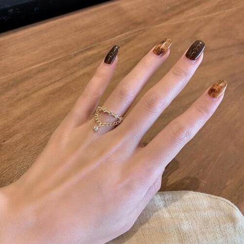 Classic Star Element Pendant Gold Color Open Ring Ladies Korean Fashion Ring Jewelry Wedding Party Girl Ring Gift