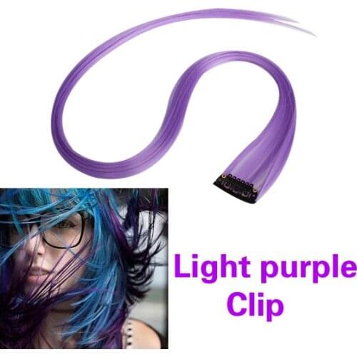 Colorful Purple Straight Extensions Hair Clip On Long Personality Punk