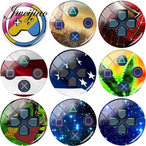 JWEIJIAO Hot Selling 5pcs/Lot Game Controller Patterns DIY Glass Cabochon Dome Pictures Demo Flat Back Making Findings