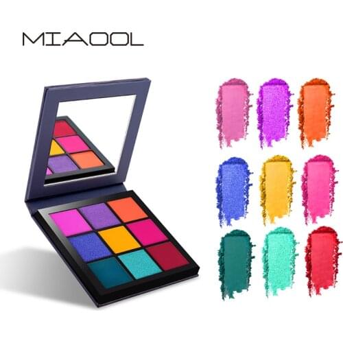 Miaool shimmer matte eyeshadow palette 9 colors bright spring color waaterproof long lasting nude brown smoky eyeshadow MN102