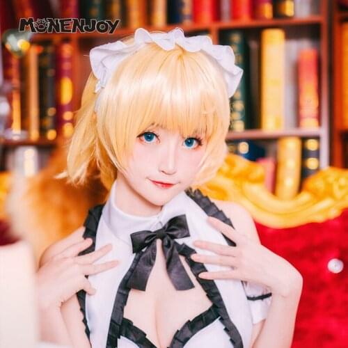 Monenjoy Fate Grand Order Jeanne d'Arc Cosplay Wig Apocrypha Joan Orleans Gold FGO Cos Hair