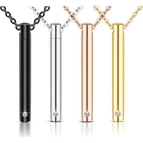 Stainless Steel Urn Necklaces for Women Men Cremation Pendant Necklace for Ashes Memorial Jewelry Keepsakes with Cubic Zirconia
