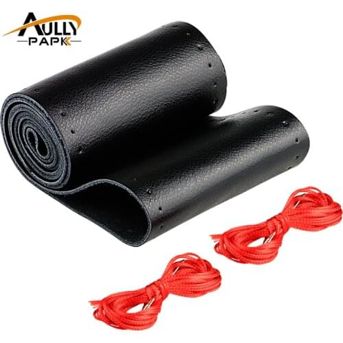 AULLY PARK Car Steering Wheel Cover DIY Genuine Leather Cowhide Braid With Needles Thread Car-Styling Interior Accessory