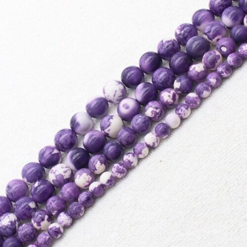 Wholesale 6,8,10mm Purple Snow Jaspers Round Loose Beads 15" bjf10, For Jewelry making, can mixed wholesale