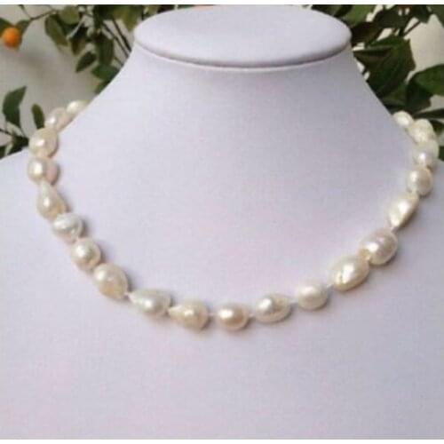 9-10 mm baroque white freshwater Irregular pearl necklace 18"