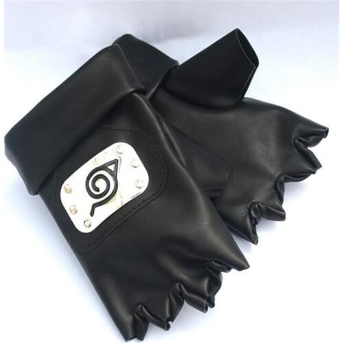 Anime Naruto Cosplay Gloves PU Leather Hateke Kakashi Gloves Cosplay Costume Accesories Ninja Leaf Village Konoha Carnival Props