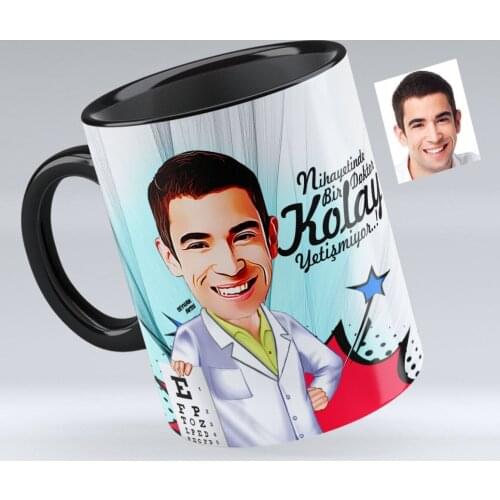 Personalized Mr Ophthalmologist Caricature Of Black Mug cup-1
