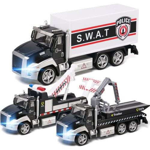 Police Rescue Vehicle Pull Back Car Optional Truck Model Toys for Children