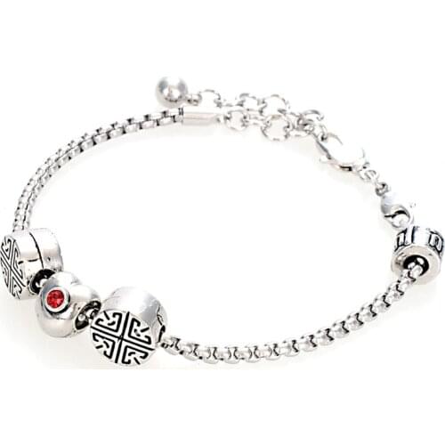 Miasol Adjustable Diy Interchangeable Lobster Clasp Heart Charm Bracelet Fit Large Hole Beads For Diy Bracelets Jewelry Making