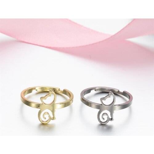 Adjustable Delicate Cute Stainless Steel 316 Small Animals Women Girls Open Mouth Rings Brief Style No Fade Good Quality