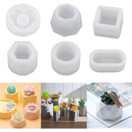 DIY Crystal Epoxy Resin Mold Succulent Flower Pot Shell Star Heart Shape Candle Soap Making Home Decoration Jewelry Storage