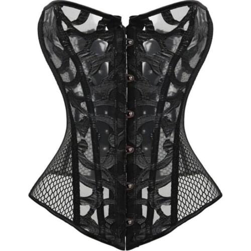 Sexy Women Corset Top Bustier Breathable Slimimg Body Shapwear Mesh Net Corset For Female Party Club Costumes Plus Size XS-6XL