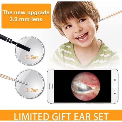 SieNSen WiFi Ear Endoscope 3.9MM Wireless Digital Ear Otoscope Inspection Camera With 6 LED Borescope for iPhone Android PC