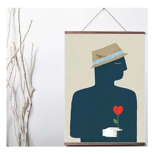 Nordic Modern Style Characters Colorful Abstract Art Canvas poster decoration painting solid wood hanging scroll