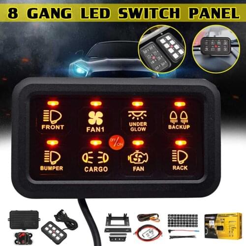 Universal LED Car Switch Panel Control Relays System Kits 8 Gang Touch Circuit Control Panel for Truck Caravan Boat UTV ATV SUV
