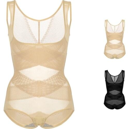 SURE YOU LIKE Women Body Shaperwear Ice Silk Bodysuit Corset Butt Lifter High Waist Fat Burning Open Crotch Shaper Bodysuit