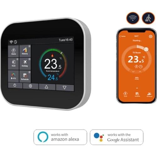 WiFi Smart Touch Thermostat Temperature Controller for Water/Electric floor Heating Water/Gas APP Remote Control Google Alexa