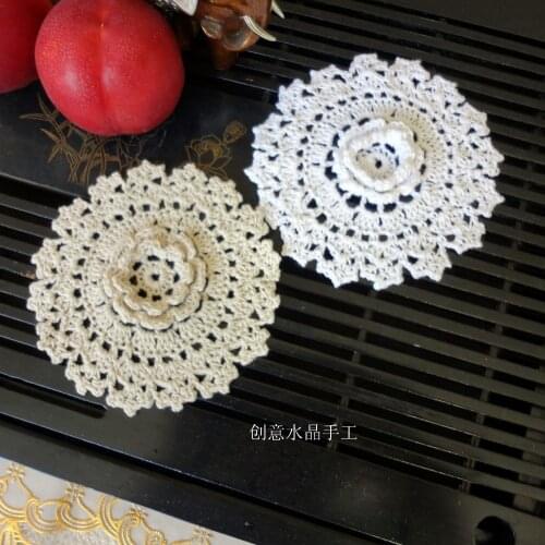 ZAKKA women like12 pic/lot cotton knitted lace doily for wedding decoration table cup pads potholder for home decor with 3D mat
