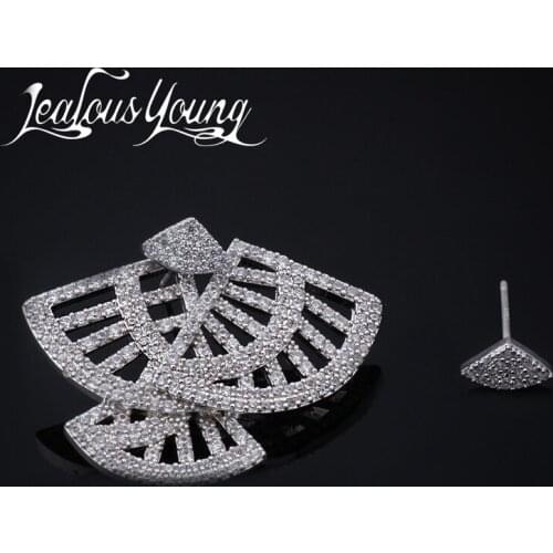 Hot Stylish Scallop Stud Earrings Fashion Jewelry Mismatch Zirconia Crystal Stone Earrings For Women Boucle D'oreille Aros AE275