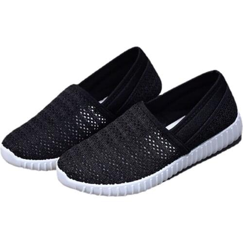 2021 Summer Ladies Breathable Mesh Casual Shoes Fashion Slip on Flat Socofy Loafers Shoes White Women Sneakers Shoes Trainers