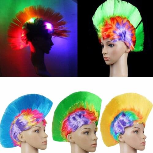 9 Styles Cockscomb Hair Wig Mohawk Hairstyle Funny Rainbow Punk Costume Masquerade Headdress For Women Men Halloween Party Bar
