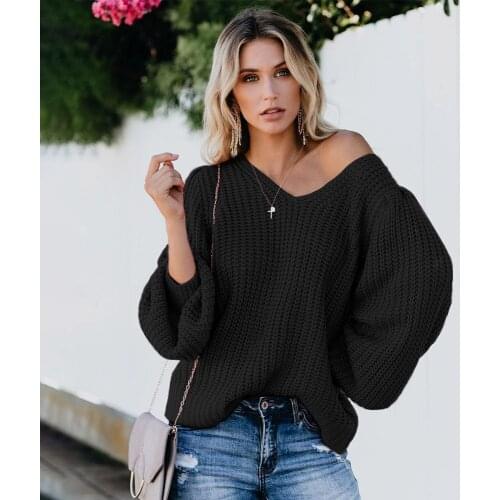 Women Sexy Loose Sweater 2021 Thin Lantern Sleeve Backless Patchwork Lace-Up Pullover Western Casual Simple Knitted Top Boho New