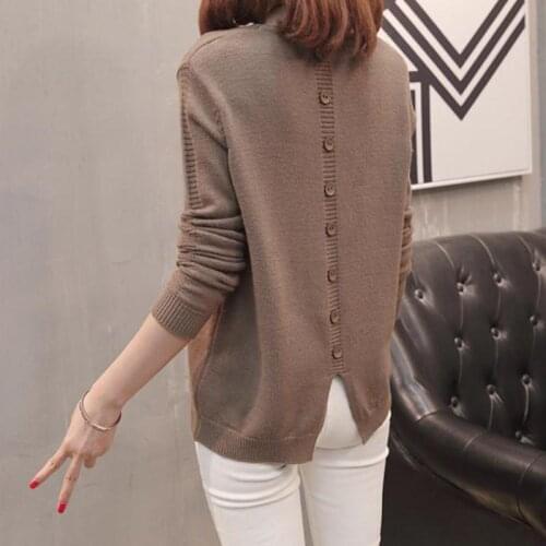 2021 Winter Spring Womens Knitwear V-Neck Minimalist Tops Female Knit Long Sleeve Ladies Fashion Sweater Casual Pullover H100