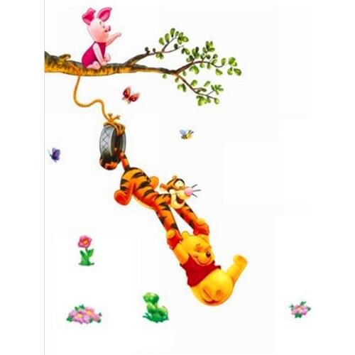 1Pcs Fashion Bear and Tiger Partner Wall Sticker Children Room Removable Wall Poster Vivid Cartoon Wallpaper Stickers