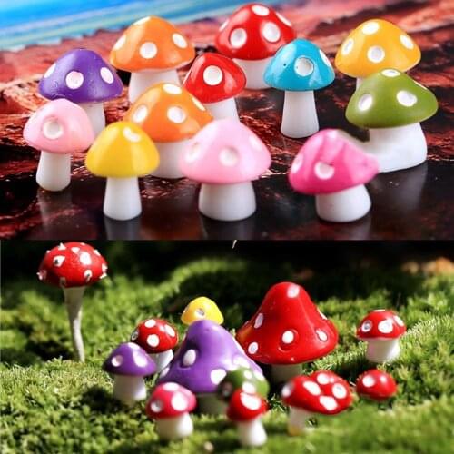 10Pcs Modern Artificial Plant Micro Landscape Resin Craft Mushroom Miniatures Figurine DIY Toy Potted Bonsai Garden Decorations