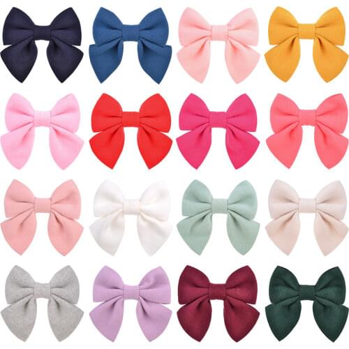 2PCS/LOT 4.3Inch Solid Cotton Hair Bows Boutique Hair Clips For Girls Hairgrips New Headwear Kids Hair Accessories Best Gift