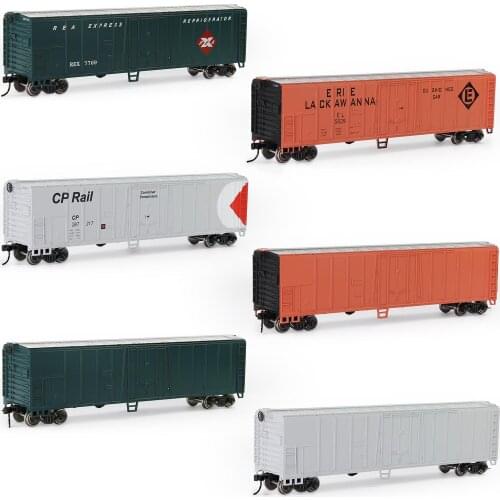3pcs Model Railway Wagons HO Scale 1:87 50ft Steel Reefer 50' Boxcar Rolling Stock C8750