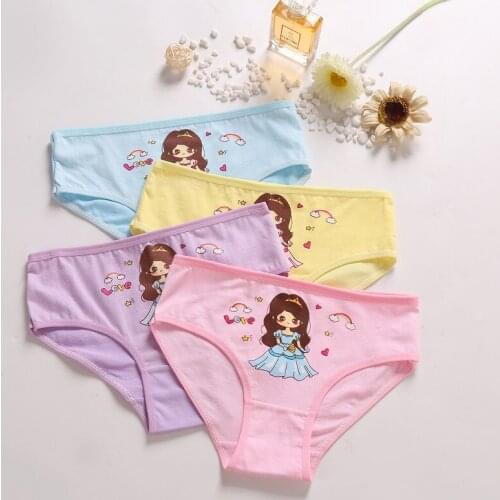 4 Pcs/Lot Cotton Kids Panties Set Girls Lovely Baby Girls Underwear Cartoon Cat Briefs Breathable Children Panty Kids Underpants