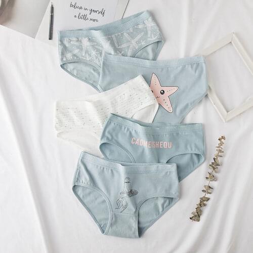 5pcs/lot New Panties Women Underwear Cotton Briefs Seamless Cueca Calcinhas Shorts Printing Underpants Girls Cute Panty Thong