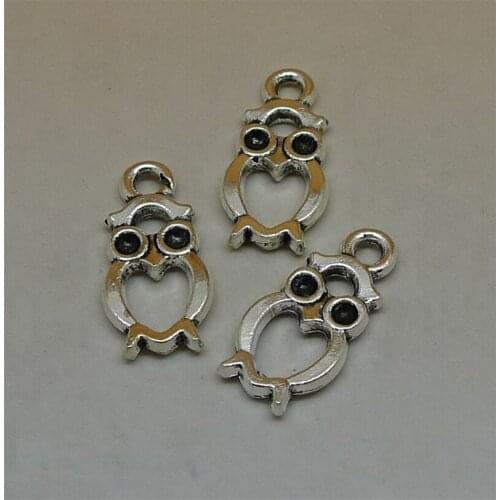 8pcs/lot Vintage Silver Hollow Night Owl Contour Charms 21x11mm Tibet Silver Animal Owl Jewelry Finding Charm Pendant