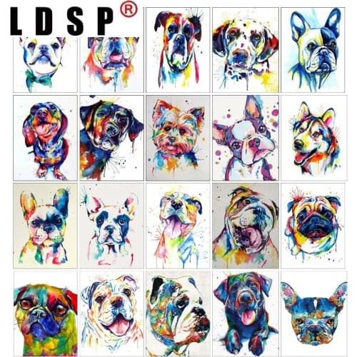 LDSP Home Decor Diamond Embroidery 5D DIY Diamond Painting Cross Stitch Embroidery Mosaic Kit "Colorful Animals Dog" Needlework