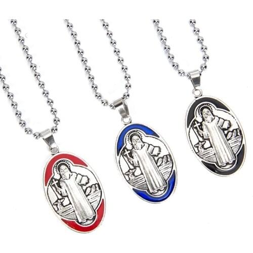 Archangel St.Michael Guardian enamel Gold Men Necklaces Pendants Chain for Boy Male Jewelry Creativity Gift Wholesale