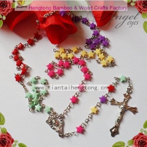 Free shipping 6mm pink fivepontedstar bead rosario,children rosary, colorful rosary special offer 20pcs/pack
