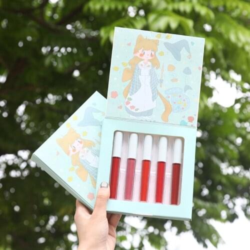 Lip Gloss 5 Sticks Of Cat Girl Cigarette Tube Lip Glaze Set Matte Velvet Lipstick Long Lasting Lip Tint Korean Makeup TSLM1