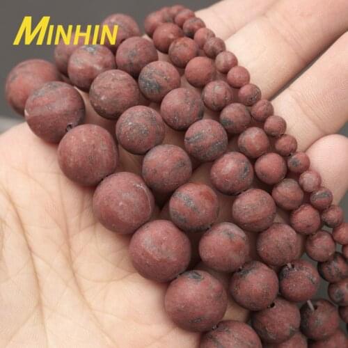 MINHIN Dull Polished Sesame Red Jaspers Loose Beads For DIY Jewelry Natural Stone Beads 4/6/8/10/12 MM Handmade Accessories