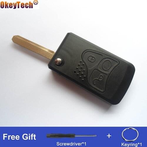 OkeyTech 3 Buttons Modified Flip Folding Car Remote Control Key Shell Case For New Lifan ZD200 520 620 Replacement Uncut Blade