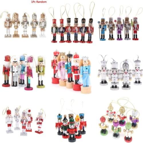 Wooden Nutcracker Soldier Christmas Tree Hanging Decor Nutcracker Puppet Xmas Wooden Pendants For New Year Home Ornaments