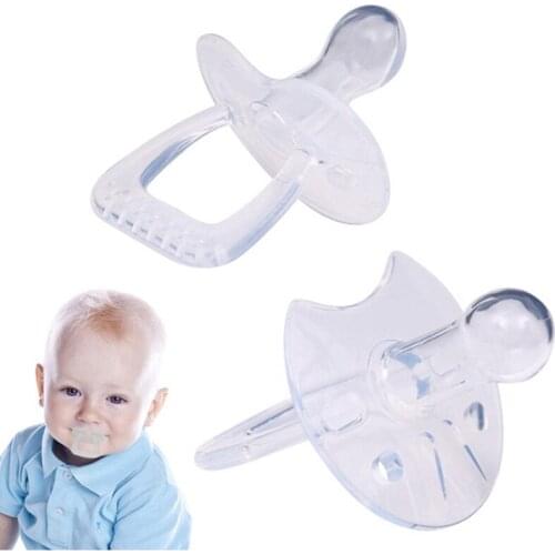 Baby Pacifiers Care Infant Toddler Pacifier Flat Round Nipple Transparent Simple Safe Silicone Gel Love Heart Shape Baby Solid