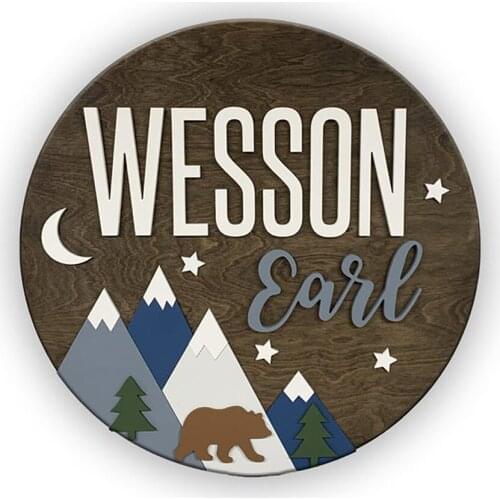 Nursery Name Sign,Mountain Theme Name Sign,Adventure Nursery Room Decor,Wood Sign,Custom Sign,Baby Shower Gift,Round Crib,Gift