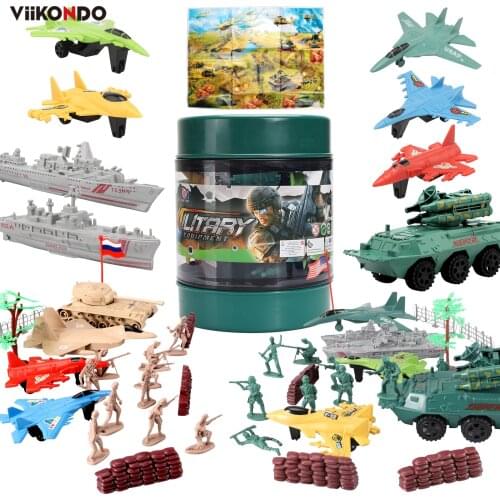 Viikondo 48PCs Army Men Action Figures Army Toys of WWII , Toy Soldiers, Military Playset with a Map, Toy Tanks, Planes, Flags