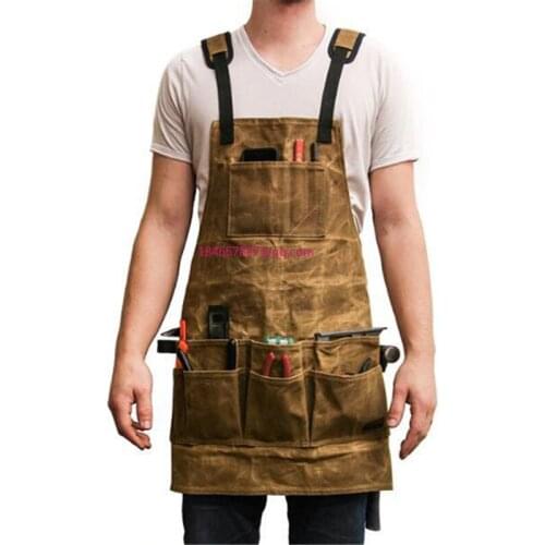 Woodworking Apron Durable Goods Heavy Duty Waxed Unisex Canvas Work Apron Waterproof Apron for Tools Storage
