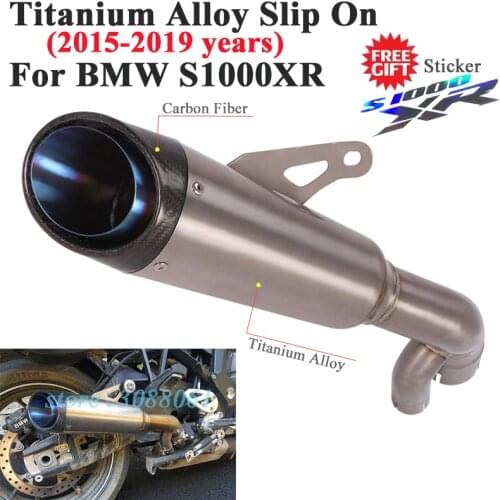 Titanium Alloy Slip On For BMW S1000XR 2015 - 2019 Motorcycle Exhaust Escape Modified Moto Middle Link Pipe Carbon Fiber Muffler