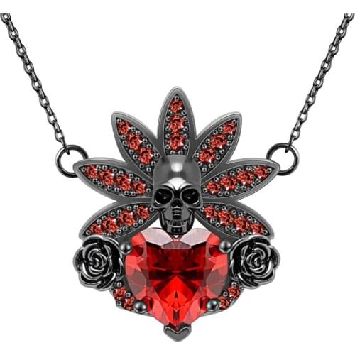Hainon 2019 New Flower Shape Gothic Skull Heart Crystal Zircon Chokers Punk Necklaces for Womens Engagement Jewelry Chain