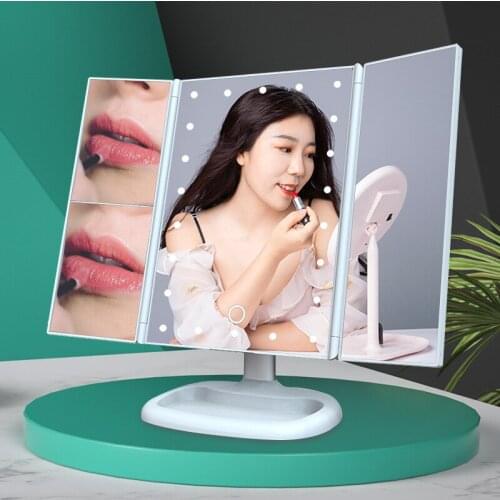 Infrared Sensor LED Makeup Mirror Foldable 2/3/10x Magnifier 22 Vanity Light Magnifying Countertop Touch Screen Cosmetic Mirror